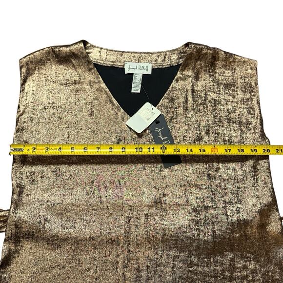 NWT Josef Ribkoff Women Rose Gold Metallic Sleeveless Belted Tunic Blouse Size 8 - Picture 5 of 11
